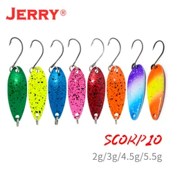 Jerry Scorpio 3g 4.5g Metal Fishing Spoon Kit Lake Trout Pike Lure UV Colors Spinner Bait Glitter Baubles Freshwater