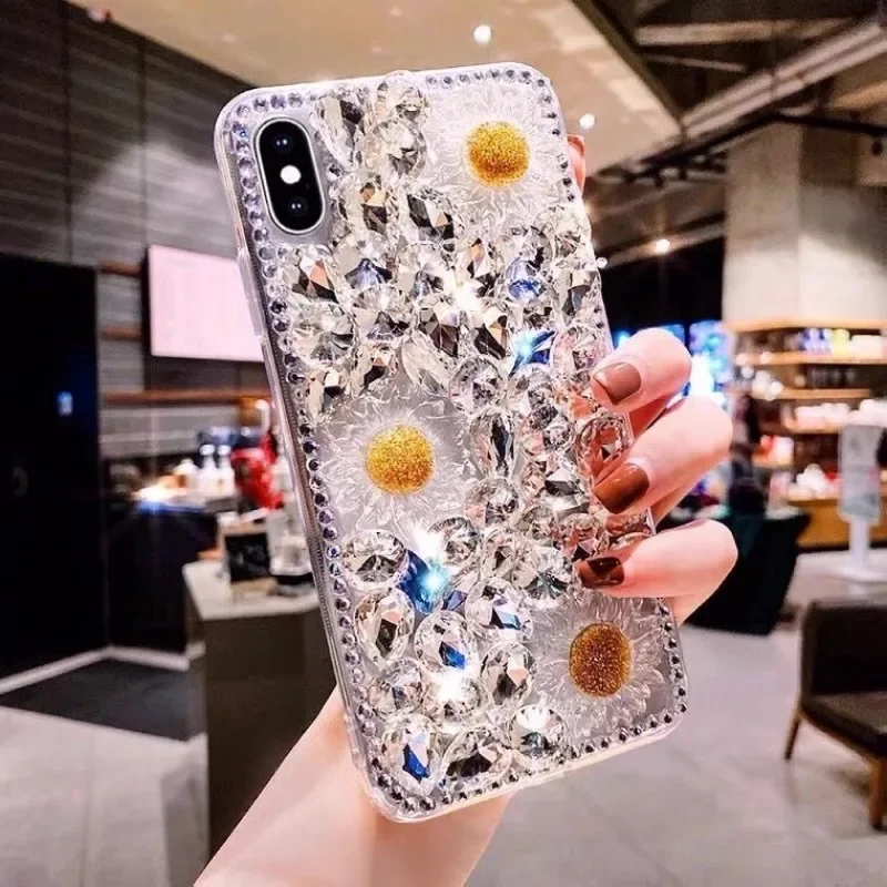 

Luxury Gemstone Bling Rhinestone Flower Phone Case, Cover for Xiaomi Redmi 9A, 9C, Note 8, 9 Pro, 10S, Note 11 Pro, 12Pro