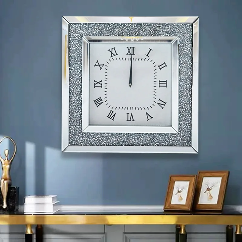 

Mirror glass Nordic clock, light luxury, modern and minimalist decoration, home bedroom, clock, living room, minimalist clock, w