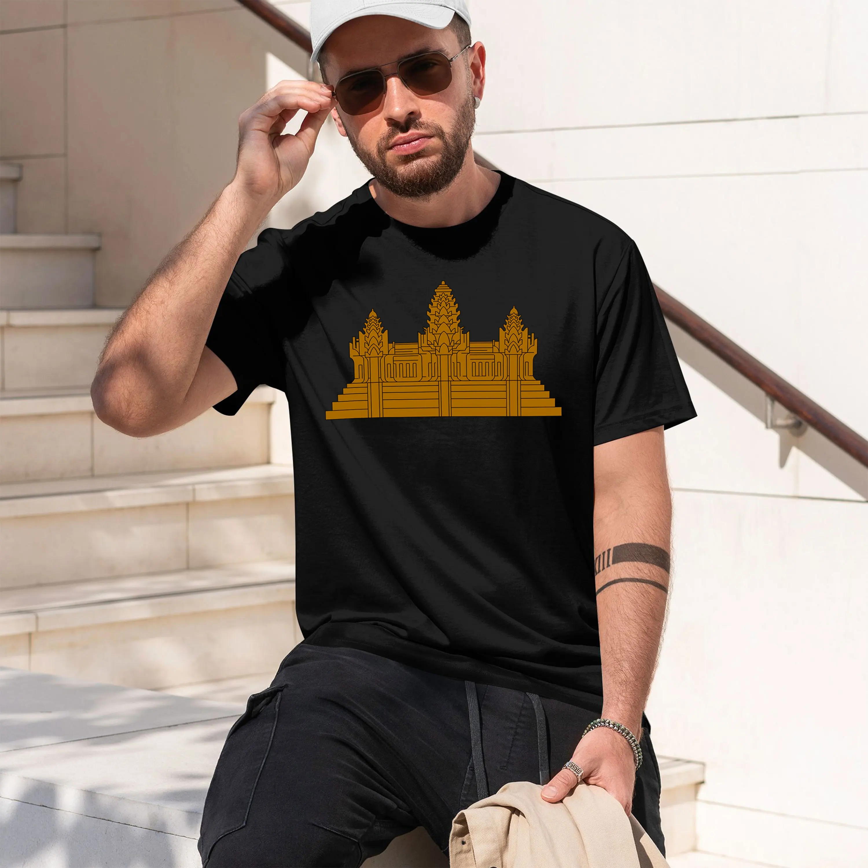 with Angkor Wat Khmer Cambodian Flag Design – Lightweight Snapback Cycling Hiking Street Fashion 2026 New Model Men’s Short-slee
