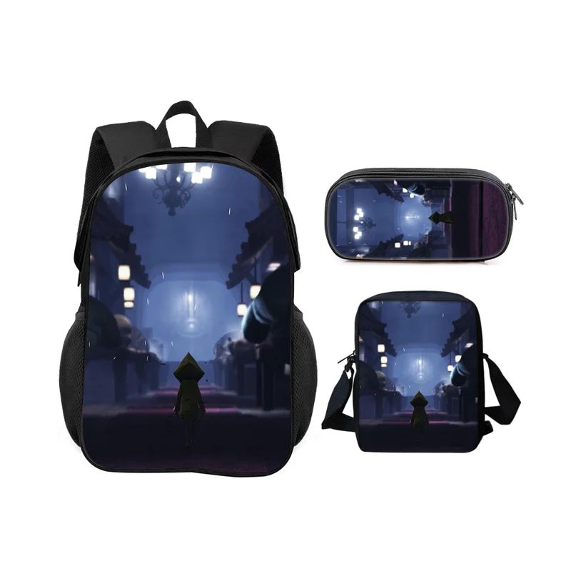 Little Nightmares backpack, pencil case, shoulder bag, 3Pcs set, cartoon print, for male and female students attending school