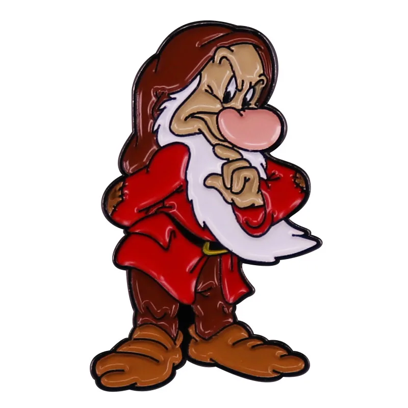 Broche inspirador de película animada con insignia Grumpy-Dwarf