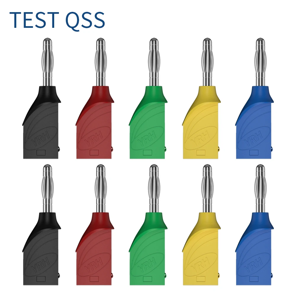 QSS 10 sztuk 4MM sztaplowana wtyczka bananowa miedź niklowana lutowanie złącze elektryczne narzędzia dla majsterkowiczów Q.10033