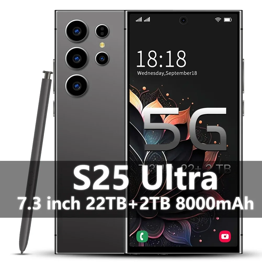 New Smartphone S25 Ultra Global version Mobile Phone16G+1T 7.3'' HD+ Android 14 8000mAh 4G/5G Networks Snapdragon 8 gen3 108MP