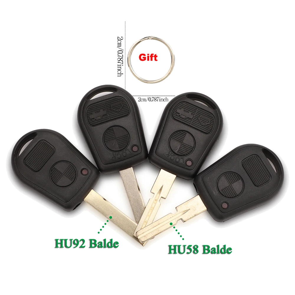 

jingyuqin 2/3 Buttons Remote Car Key Shell For BMW E31 E32 E34 E36 E38 E39 E46 E90 Z3 Z4 Uncut Blade