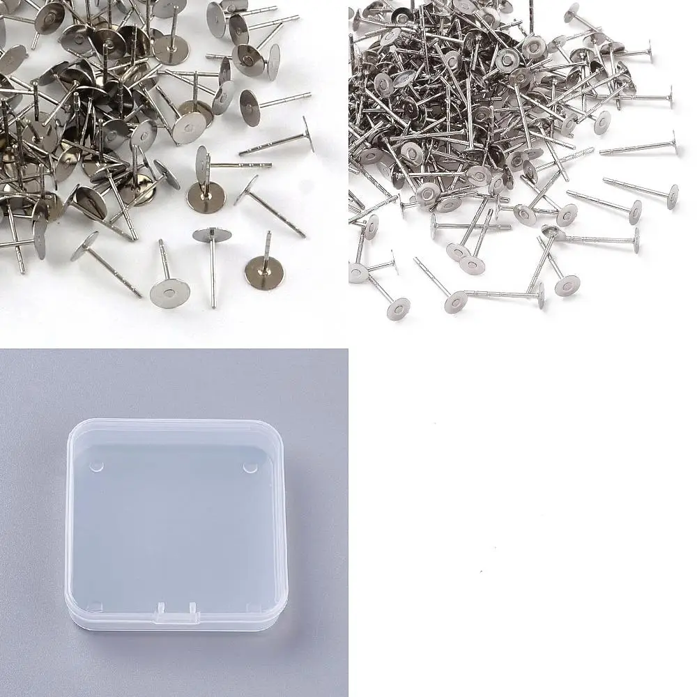 1 Box 800Pcs 316 Grade Surgical Stainless Steel Earrings Posts Flat Pad with Butterfly Earring Backs for Earring Making Findings