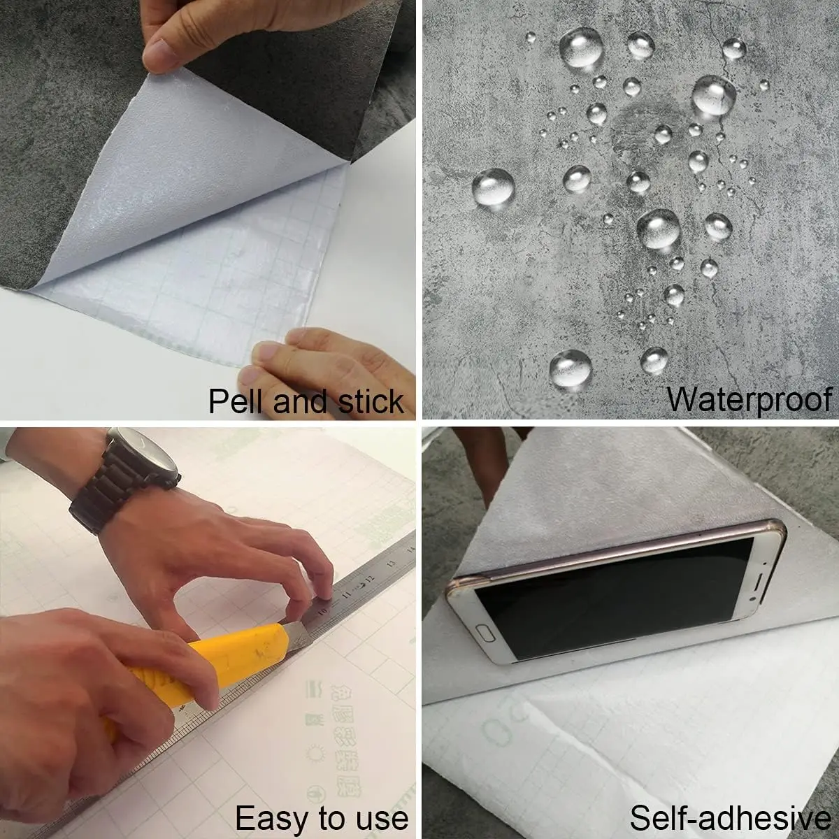 Retro Thicken PVC Waterproof Self Adhesive Matte Floor Sticker Wall Sticker for Home Decor Industrial Cement Vinyl Tiles Sticker