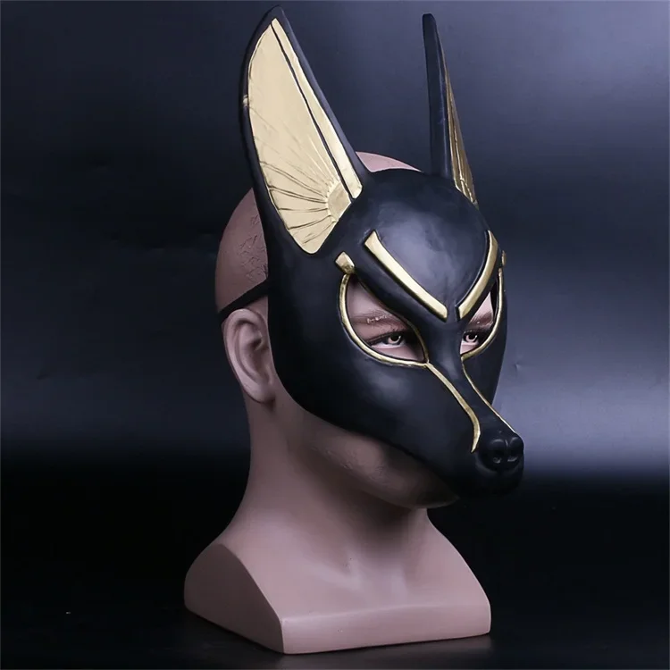 Máscara facial de Cosplay de Anubis egipcio, casco de cabeza de Lobo de PVC, accesorio de fiesta de disfraces, vestido de Halloween, juguete de bola de fantasía