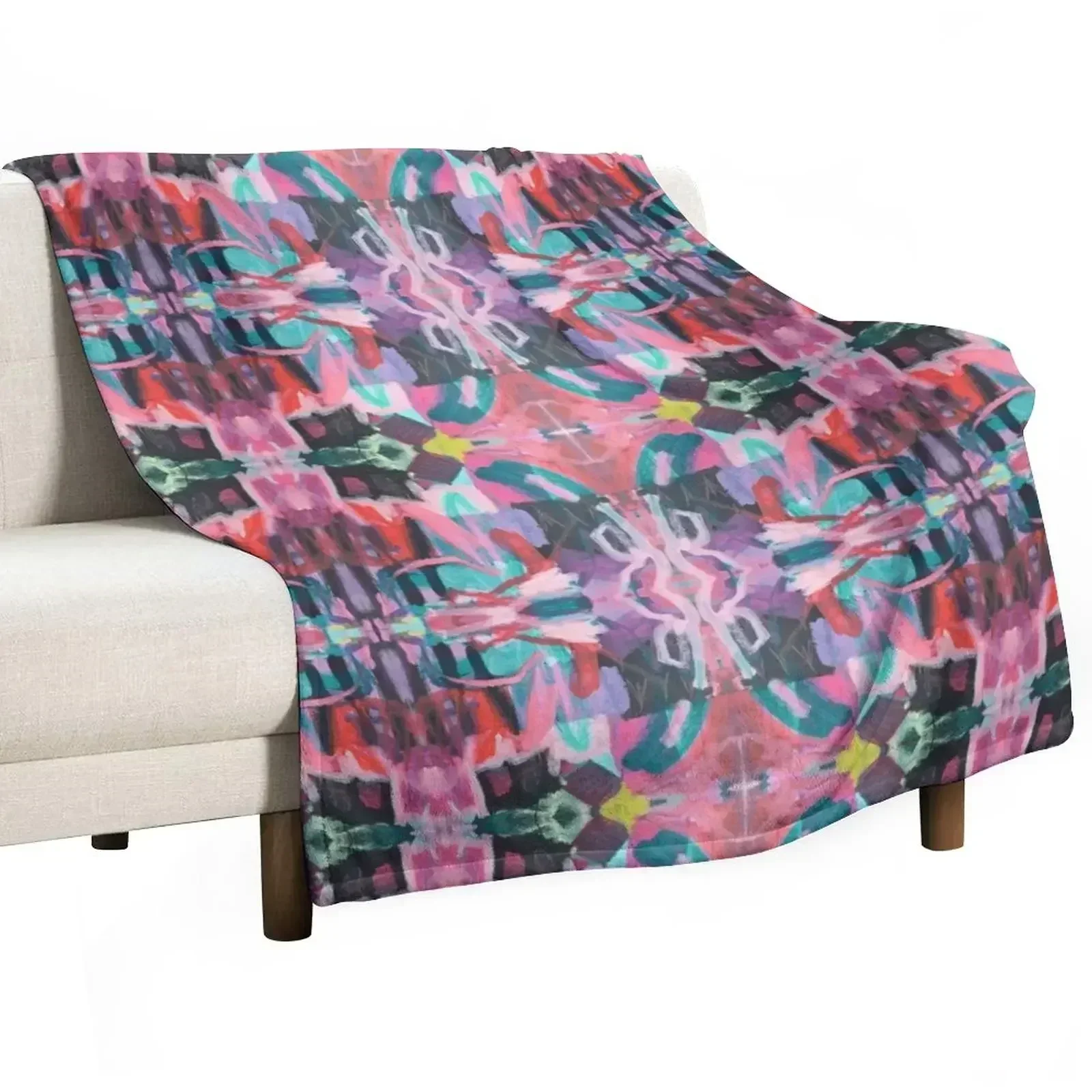 geometric kaleidoscope stained glass mosaic abstract art Throw Blanket for babies Thermals For Travel Blankets