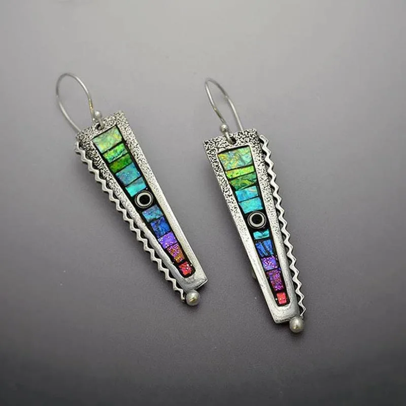 Creative Zigzag Rainbow Charm Mom Earrings Hot Selling Geometric Long Abstract Rainbow Women's Dangle