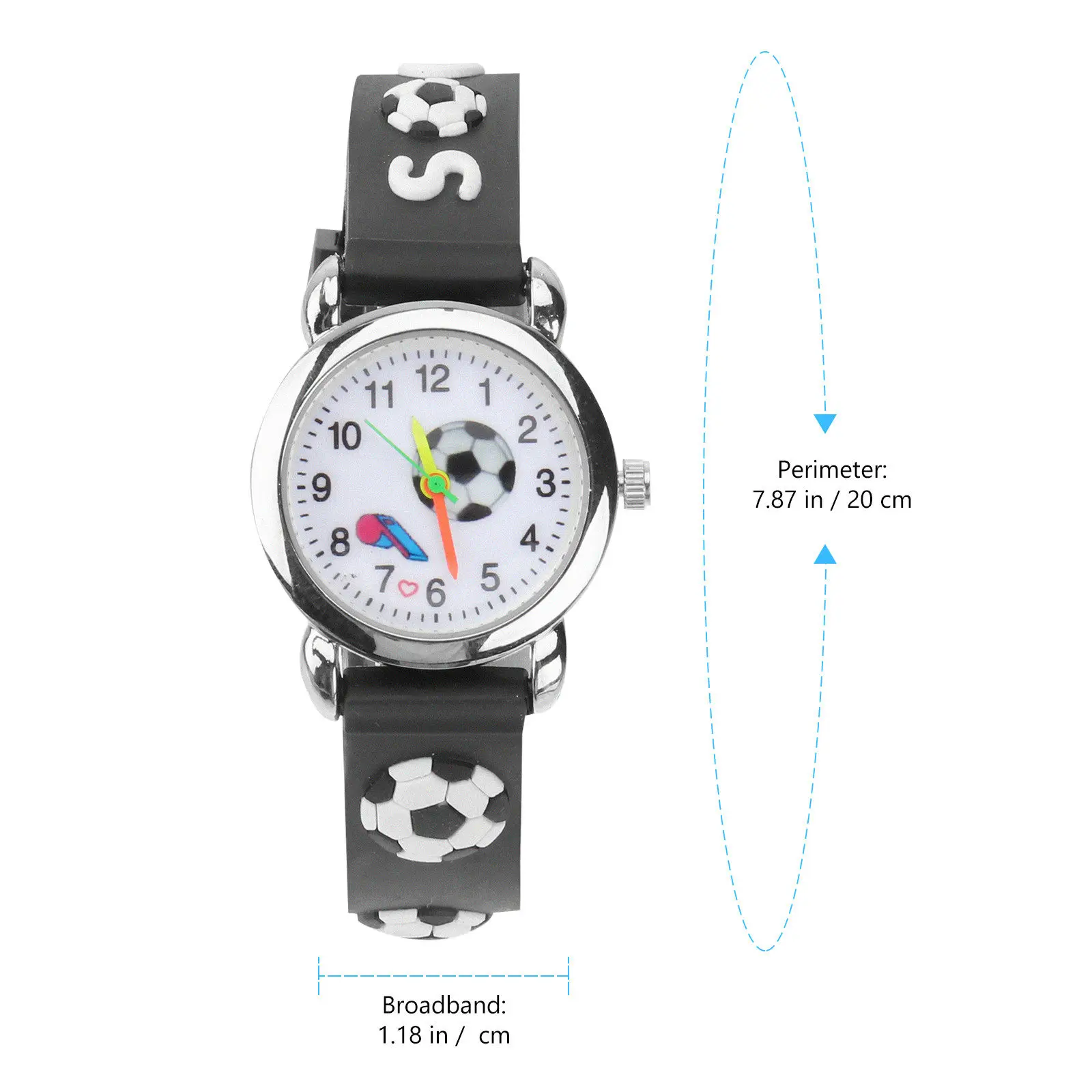 Soccer Theme Watch Cartoon Silicone Quartz Durable Safe Precise Timekeeping Childrens Birthday Gift Black view 3