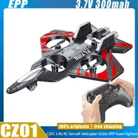CZ01 2.4G 4CH RC EPP Foam Fighter Plane - 360 Degrees Stunt Tumbling, One-Key Takeoff, LED Lights - Best Kids Toy Gift