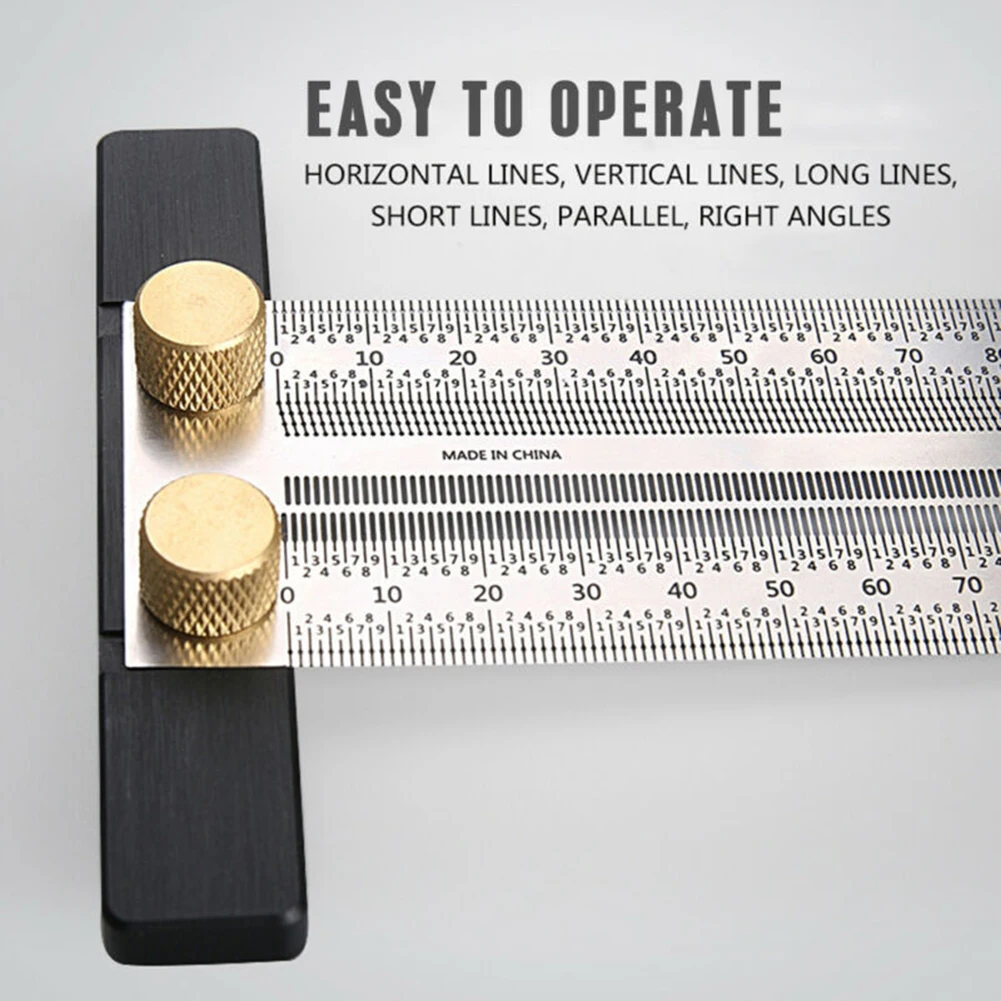Tools Woodworking ruler DIY Stainless Steel T-type 180-400mm Carpenter Hole Marking Positioning Scribing Silver