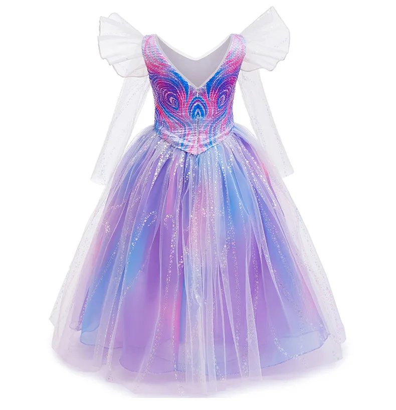 Kinder Glinda Funkelndes Tüll-Prinzessinnenkostüm mit Trompetenärmeln und Komplettzubehör für Mädchen Geburtstagsparty Halloween Cosplay – Detail 3
