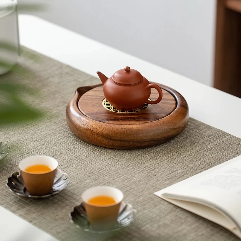 Multifunctional Gongfu Tea Tray Smooth Surface Tea Table Solid Wood Dry Soaking Platform Home Decor Serving Tray