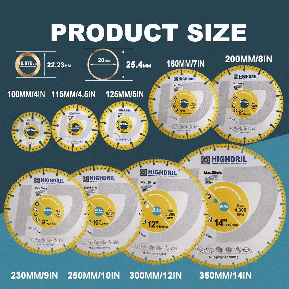 HIGHDRIL Diamond Vacuum Brazing Saw Blade Plating Sand Double Side Cutting Disc For Granite Marble  Aluminum Metal Stone