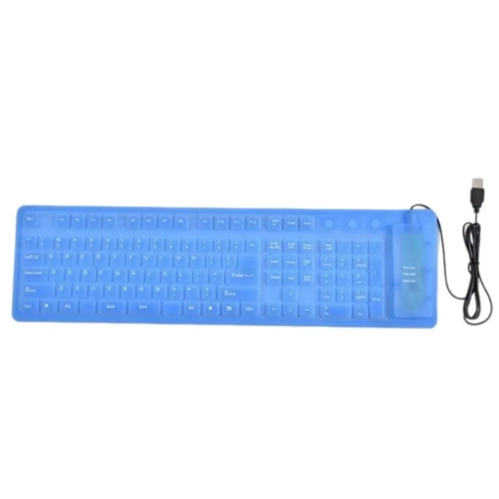 Pc Accessories Soft Touch Silicone Keyboard Rollup Mute USB Wired Keyboard Waterproof Foldable 85/109 Keys Keyboard Travel
