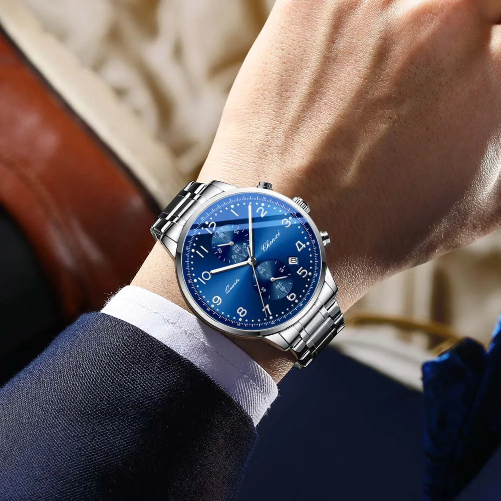 ساعة كوارتز رجالية متعددة الوظائف من CHENXI طراز كرونوغراف برتغالي الأكثر مبيعًا ساعة رجالية عصرية مضيئة مقاومة للماء