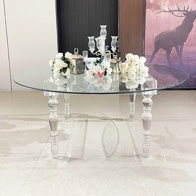 Event rental round wedding clear acrylic tables for events