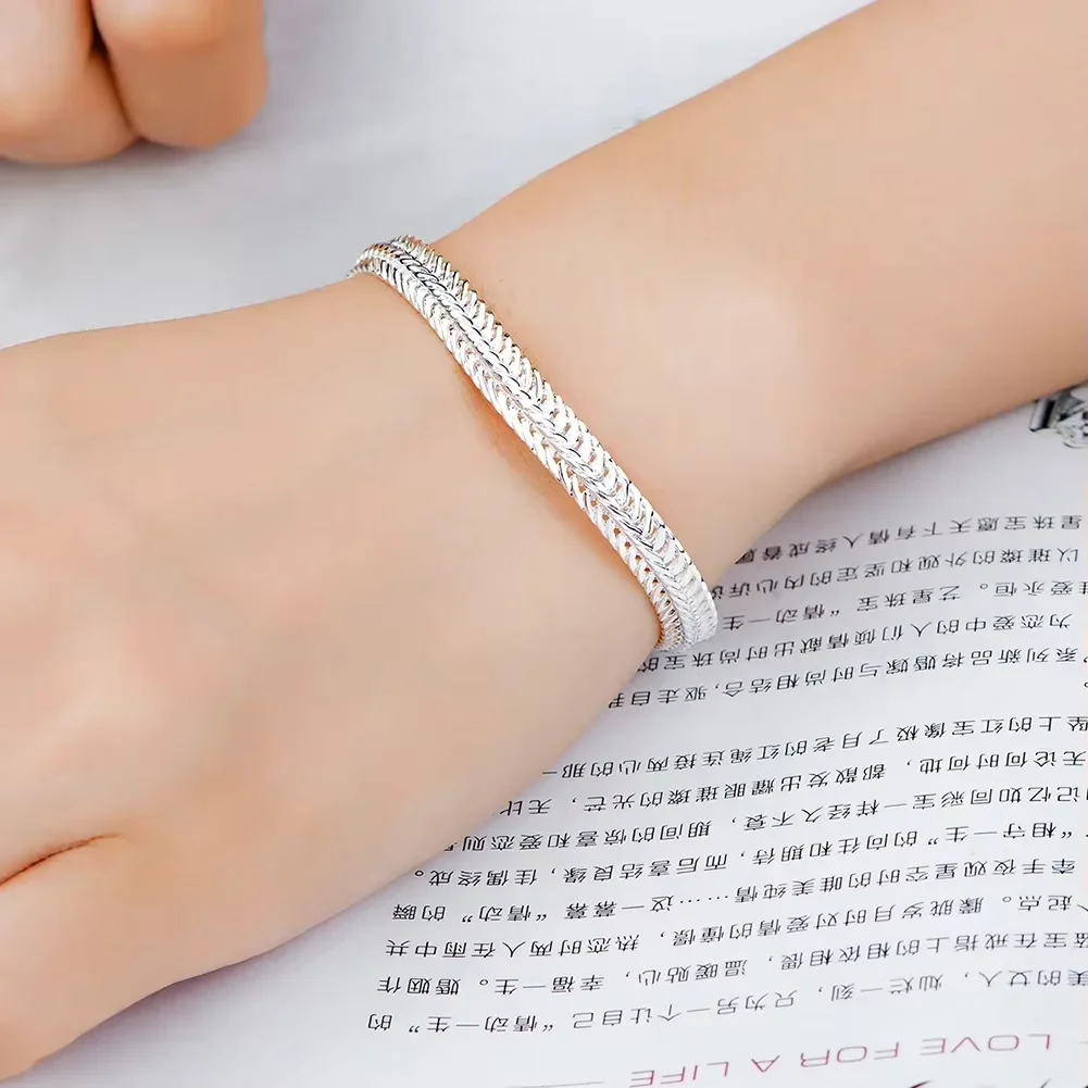 New Luxury 925 Sterling Silver Pretty 6mm Geometry Bracelets Neckalces Jewelry Set For Women Man Wedding Designer Fashion Gifts - view 3