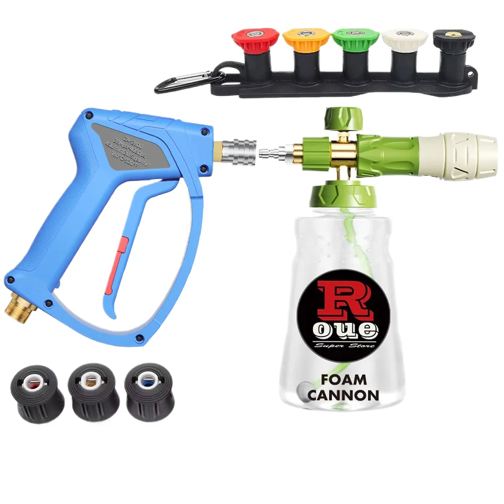 4080PSI Pressure Washer Foam Gun Kit with Five-Color Nozzle, Quick Connector and 1/4’ Adapter for Nilfisk Parkside