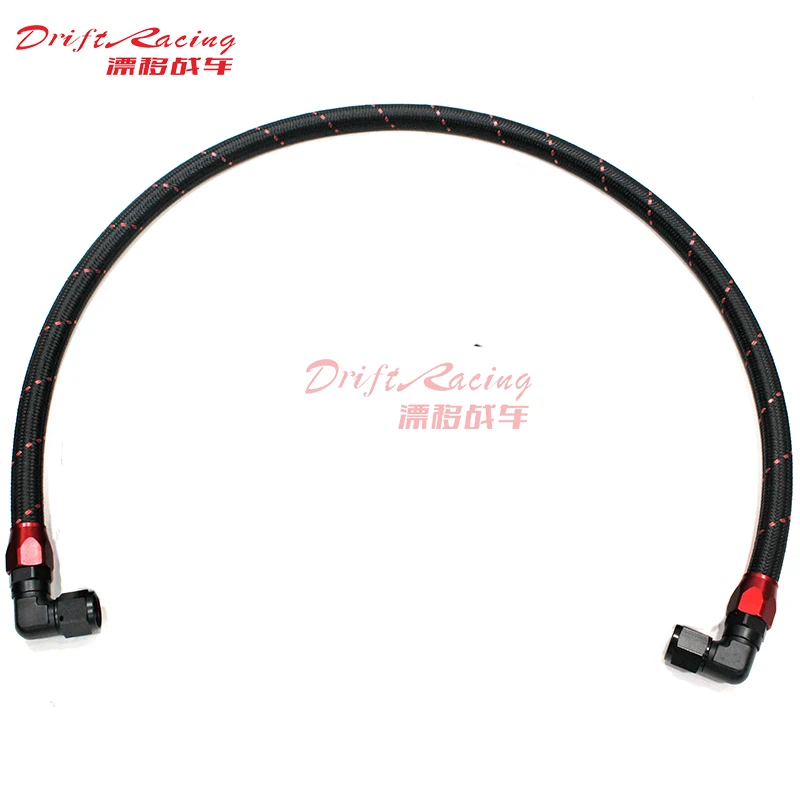 AN10  1M/1.2M Stainless Steel Brained Oil Hose Line Hose Tube With  2pcs 90Degree Swivel Hose End Forged joint Fitting Installed