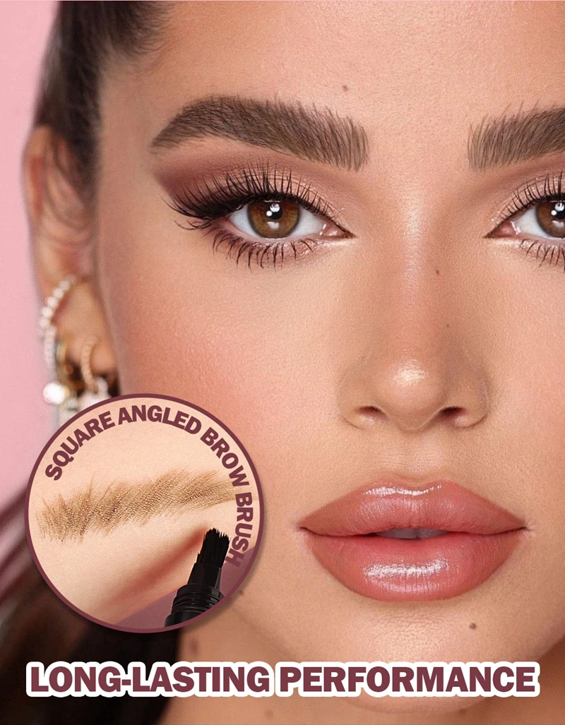 Wild Eyebrow Pencil Square Angled Brush Velvet 3D Brow Dye Cream Hairline Anti-smudge Waterproof Multifunction Eyebrow Tint Pen