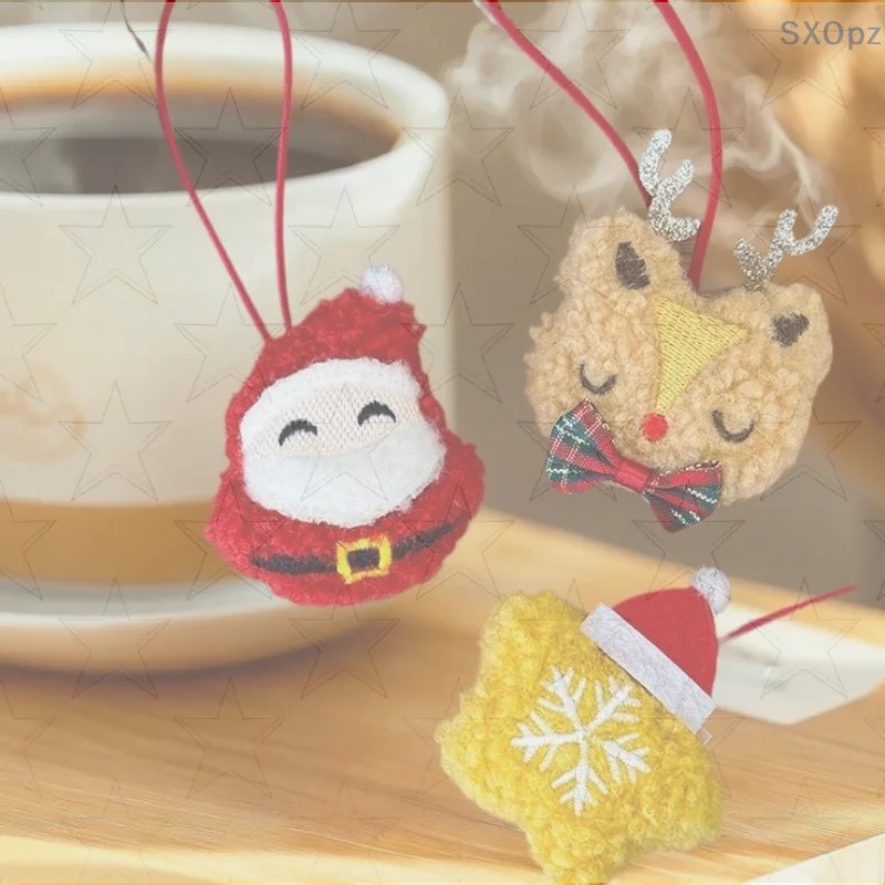 愛らしいサンタ雪だるまクリスマスツリーぬいぐるみキーホルダー、クリスマスパーティー用のバックパックペンダント装飾