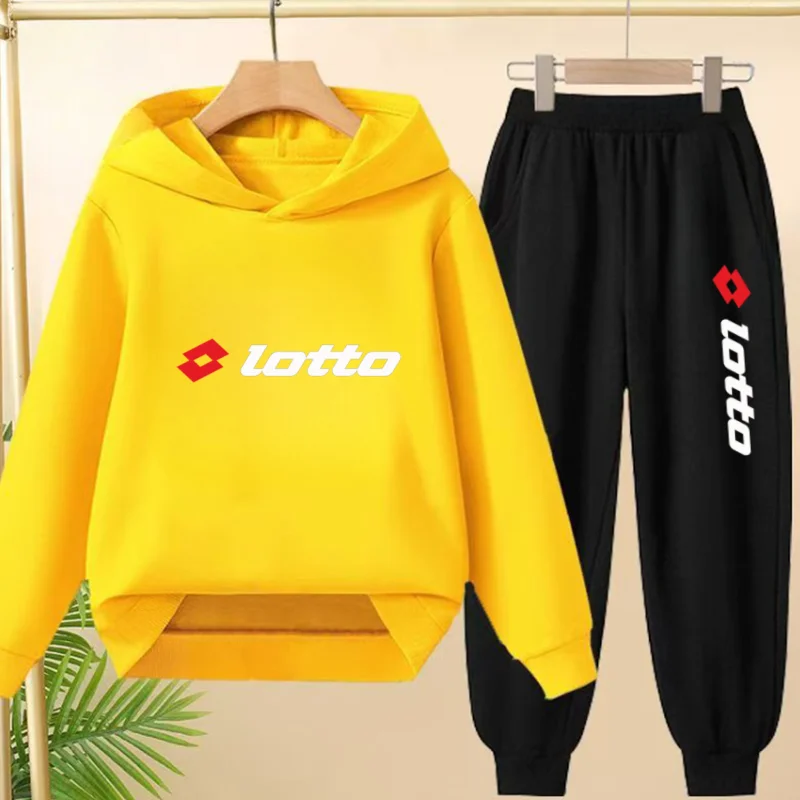 Children Hoodie Boys Sweatshirt Girls Toddler Sports Charming Elegant Pullover Top+Pants 2P Stylish Letter Brand Casual Coat Set