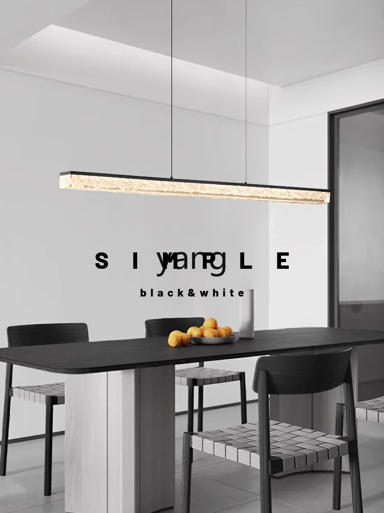 Yjq Minimalist Restaurant Chandelier Modern Minimalist Creative Copper Dining Table  High-End One-Word Long Lamp