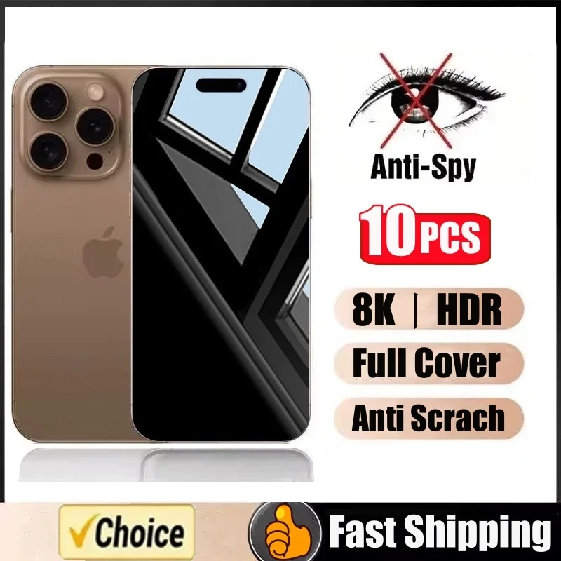 10PCS Anti-Spy Glas für iPhone 15 16 17 14 13 12 11 Pro Max Mini X XS XR 7 8 6 Plus Privatsphäre Displayschutzfolie für iPhone SE 2020