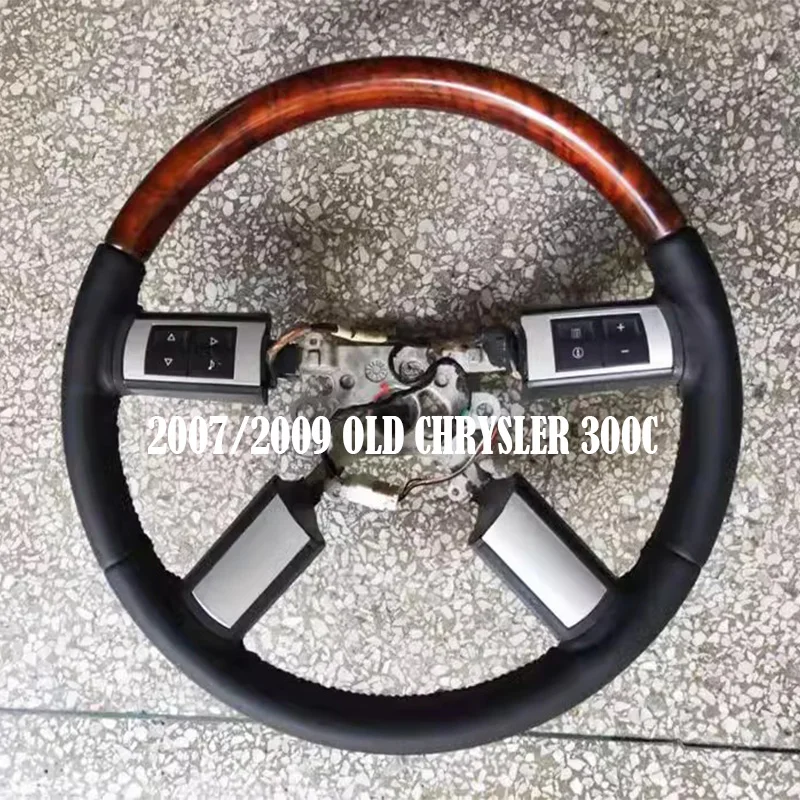 Carbon Black Leather Car Interior for Chrysler 300C 2007 2009 Hand Stitched Ultra-thin Cowhide Car Steering Wheel Cover