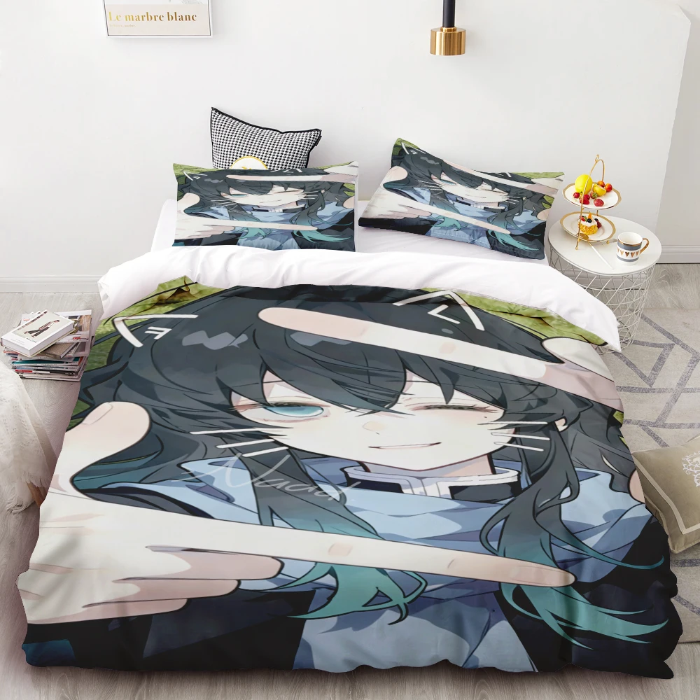Duvet Cover Demon Slayer Kimetsu No Yaiba Kamado Nezuko Anime Polyester Bedding Set Duvet Cover Set Printed Cartoon Home Decor view 6