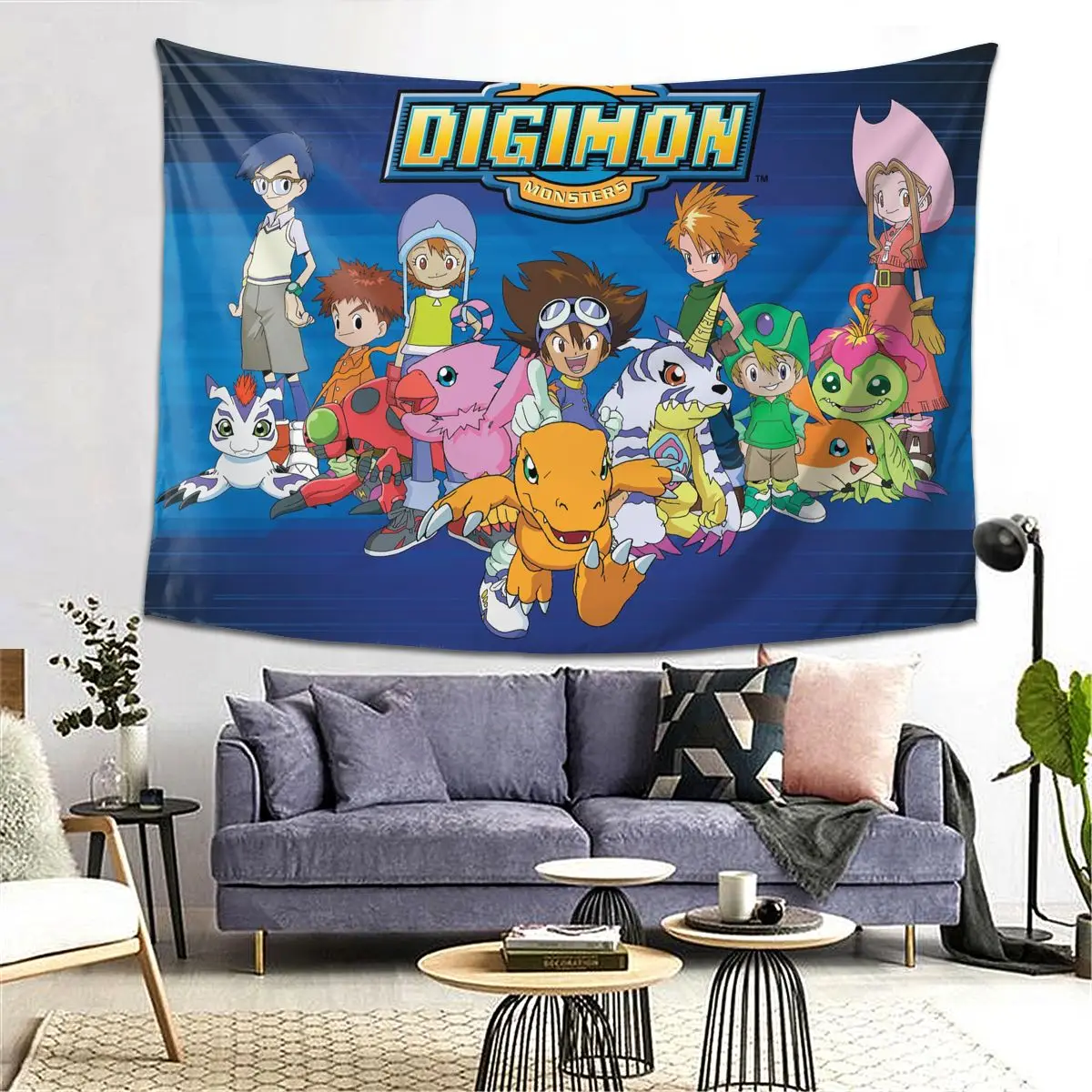 

Anime Digimon Cartoon Tapestry Decor Art Aesthetic Tapestries for Living Room Bedroom Home Wall Cloth Wall Hanging