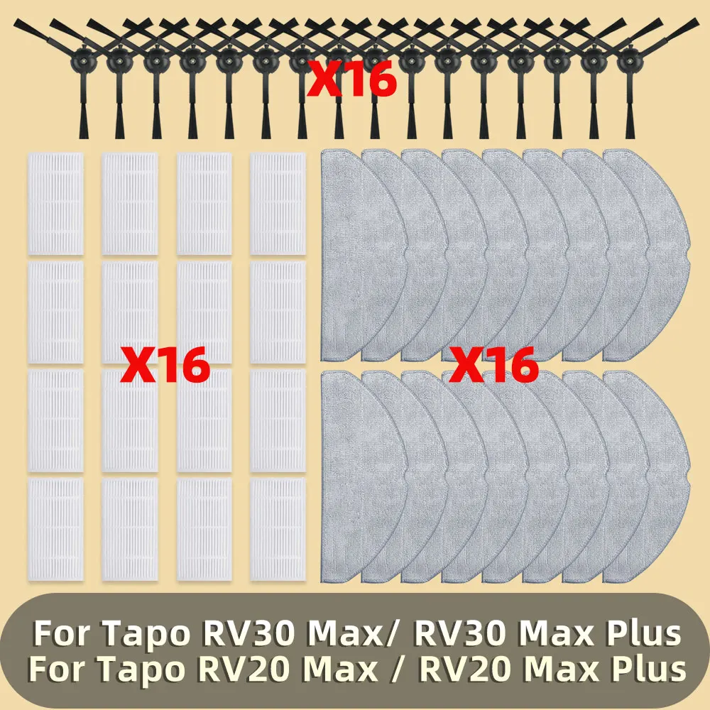 Compatible For TP-Link Tapo RV30 Max / RV30 Max Plus / RV20 Max / RV20 Max Plus Spare Parts Filter Side Brush Mop Accessories