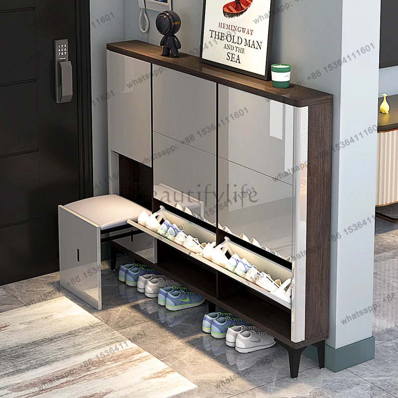 

Ultra thin entrance hall Multipurpose shoe cabinet flip high-capacity living room house Narrow shoe rack home furniture