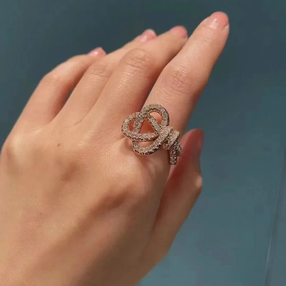 خاتم المفاتيح الأنيق، خاتم بعقدة ذهبية وردية للنساء #1