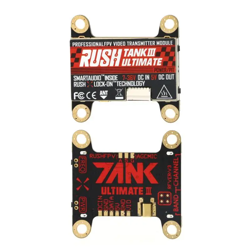 

Rushfpv Rush Tank Iii Ultimate Vtx 5.8g 48ch Raceband Pitmode 25mw 200mw 500mw 800mw Adjustable Fpv Vtx 2-8s For Rc Racing Drone