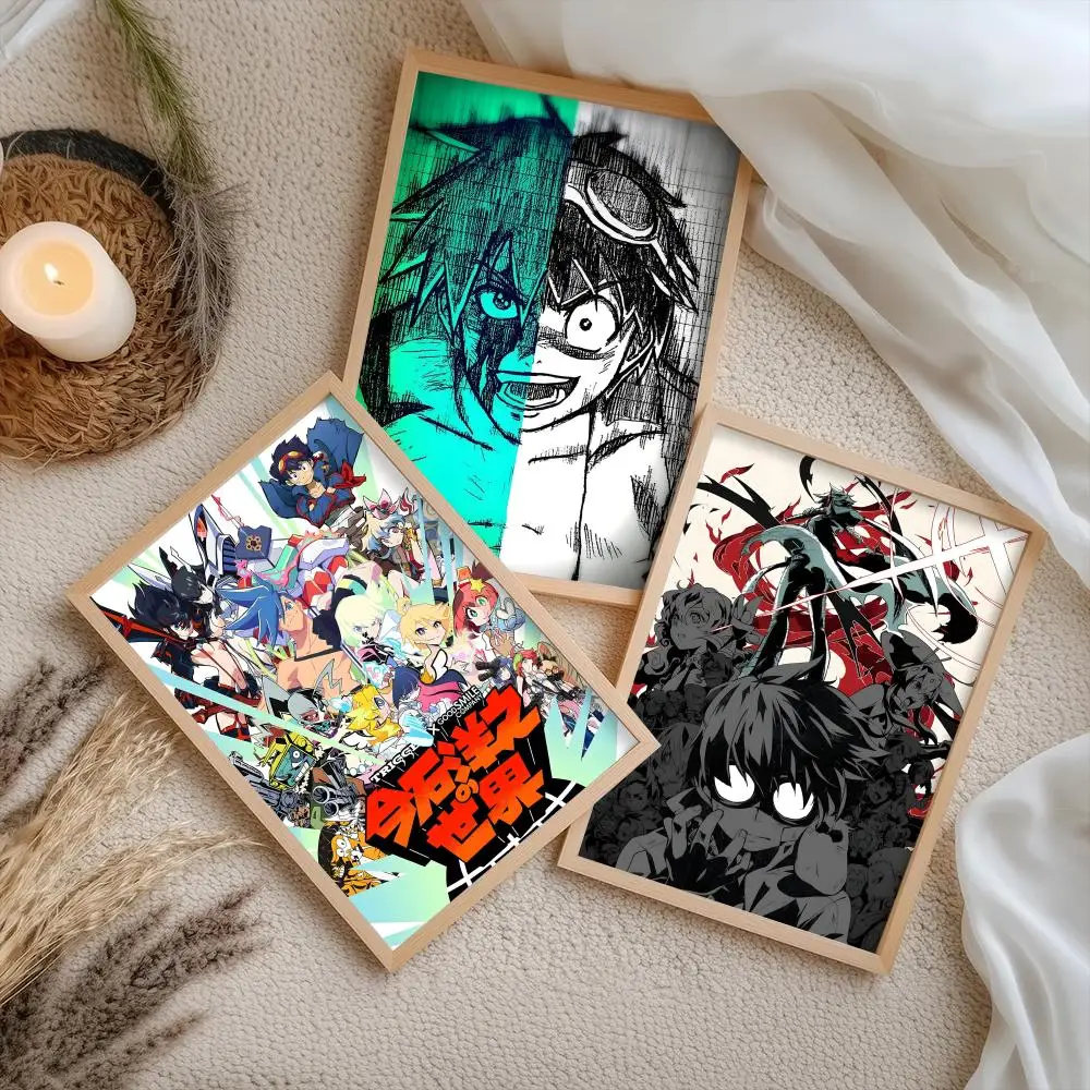 T-Tengen Toppa Gurren Lagann Poster Stickers Self-Adhesive Painting Mural Decor Wall Decals for Bedroom Living Room Home HD Gift