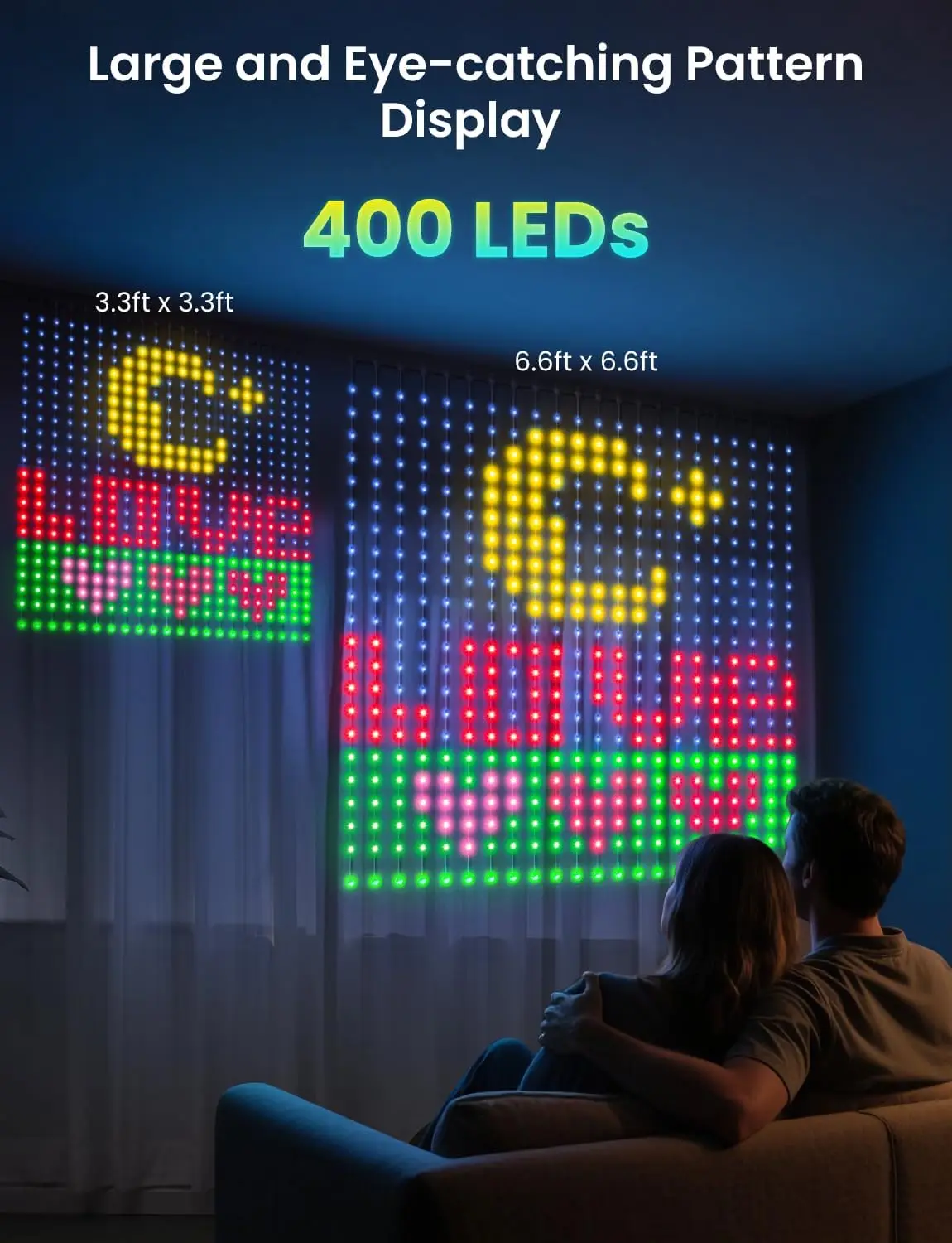 Smart RGBIC Curtain Lights LED Fairy Light Dynamic DIY String Lights APP Control for Indoor Outdoor Bedroom Window Party Decor