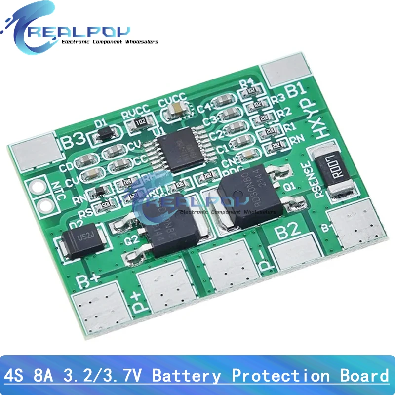 BMS 4S 3.2V 3.7V 8A LiFePO4 / Lithium Battery Charge Protection Board 12.8V 14.4V 18650 32650 Battery Packs 20A Current Limit