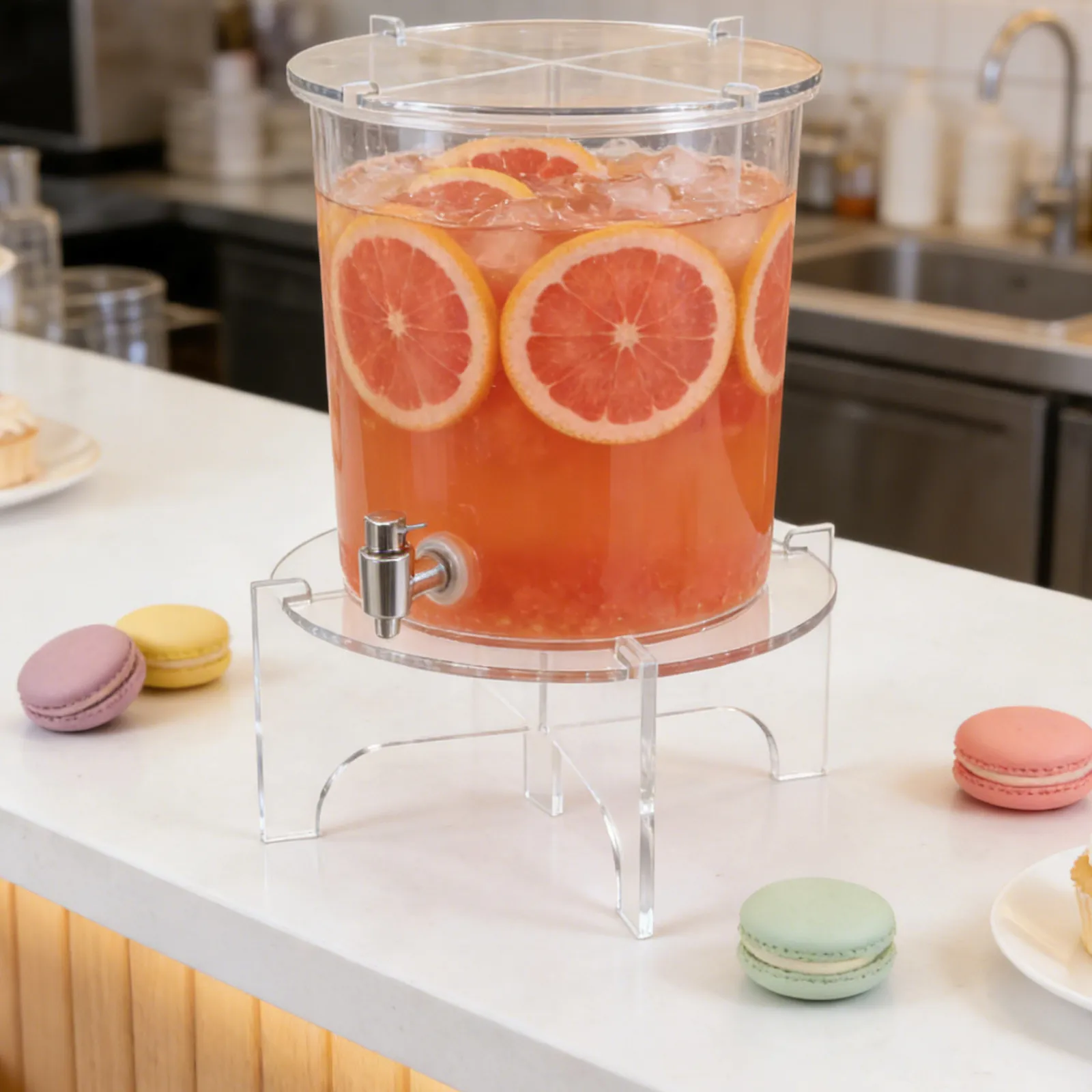 Clear Acrylic Beverage Dispenser Stand Drink Server Riser Stable Countertop Base for Party Wedding Buffet Mimosa Bar Dispenser - view 4