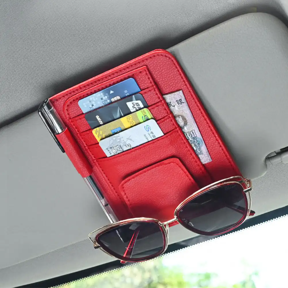 Car Sun Visor Organizer Multi-Pocket Auto Interior Accessories Pocket Organizer Car Document Storage Pouch Sunglasses Pen Holder