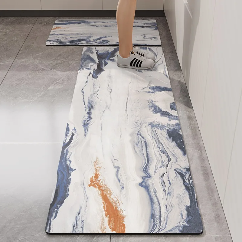 Long Rug for Kitchen Carpet Marble Pattern Waterproof Pvc Floor Mat Leather Oil-proof Non-slip Area Rugs Home Decor Foot Mats
