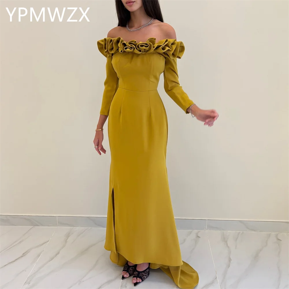 

Customized Evening Dress Women Party Occasion Prom Gown YPMWZX Off-the-shoulder Sheath Floor Length Skirts Bespoke Dre