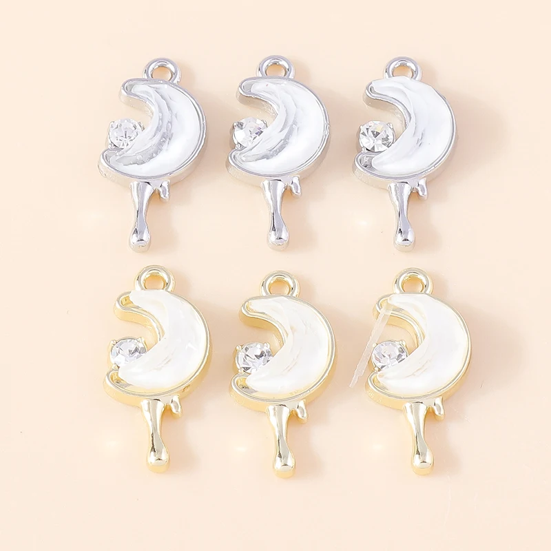 Leslie 4 Stück wunderschöne Gold-Silber-Farbe Kristall Polaris Charm für Schmuckherstellung Stern Mond Anhänger Halskette Armband Ohrring DIY – Detail 13
