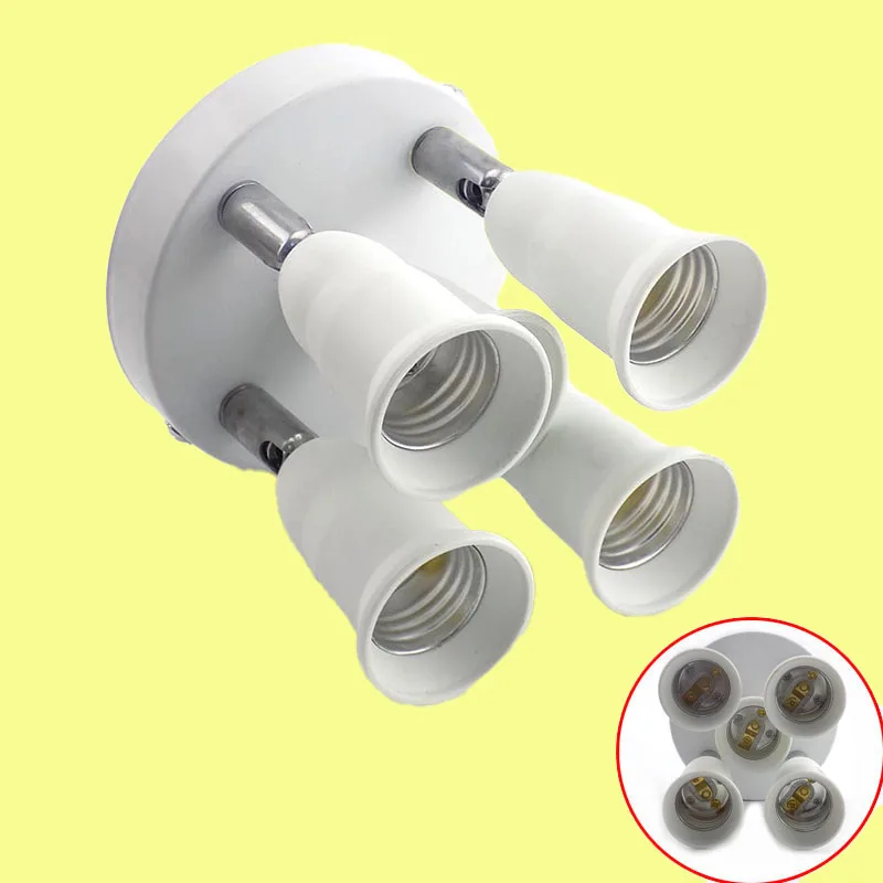 

Adjustable E27 Socket Adapter Splitter 5 Heads Lamp Bulb Adapter LED Light Bulb Holder Converter Socket Lamp Bases 90V-240V
