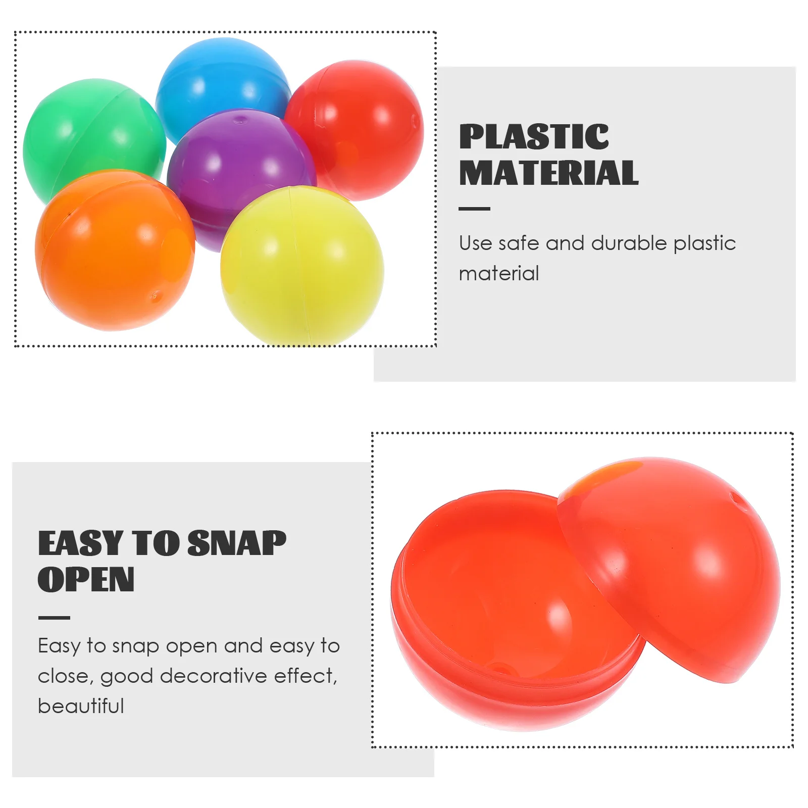 50 Pcs Automatic Colorful Gashapon Shell Gumball Machine Containers Plastic DIY Fillable Round Empty