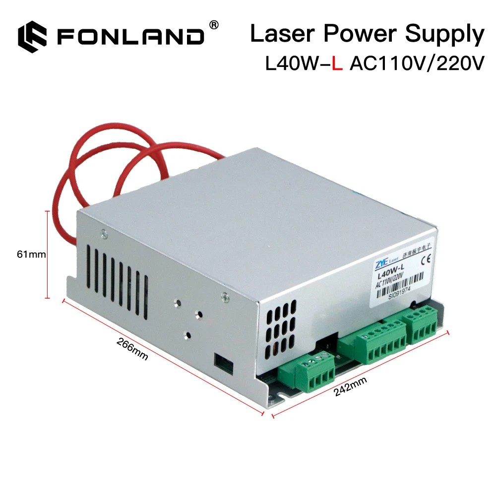 FONLAND 40W CO2 Laser Tube Power Supply 110V 200V for Laser Tube Engraving Cutting Machine RECI Model B 4060 Fast Shippingg