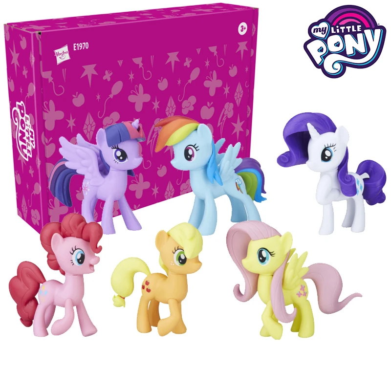 

Hasbro My Little Pony Action Figures Leading Role Twilight Sparkle Fluttershy Pinkie Pie Rainbow Dash 6pcs Collection Kids Toy